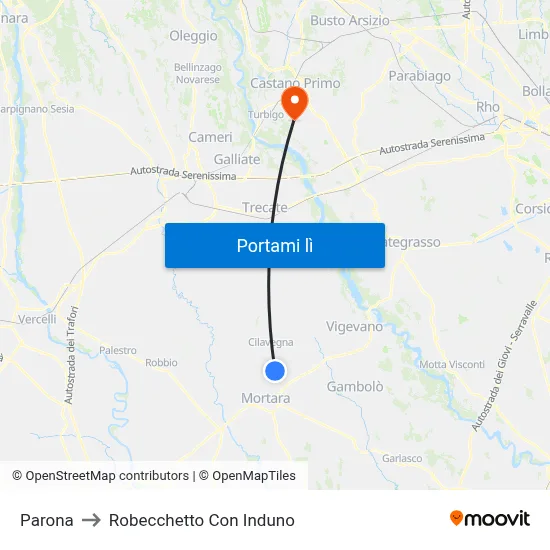 Parona to Robecchetto Con Induno map