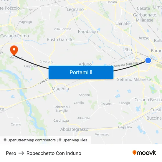 Pero to Robecchetto Con Induno map