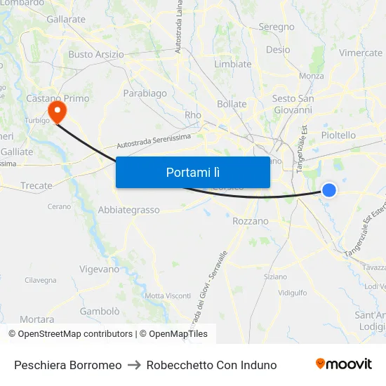 Peschiera Borromeo to Robecchetto Con Induno map