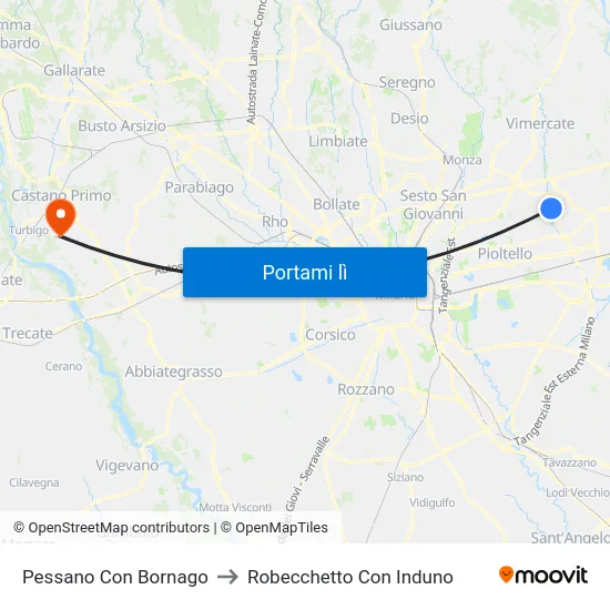 Pessano Con Bornago to Robecchetto Con Induno map