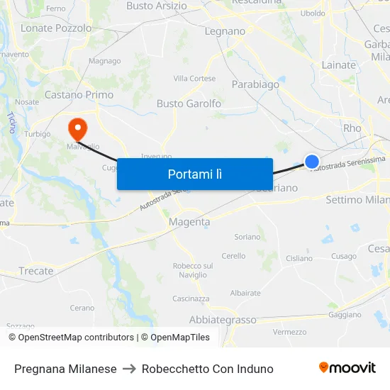 Pregnana Milanese to Robecchetto Con Induno map