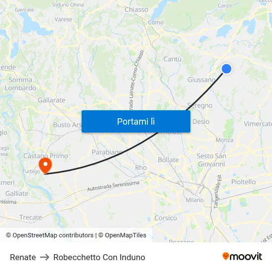 Renate to Robecchetto Con Induno map