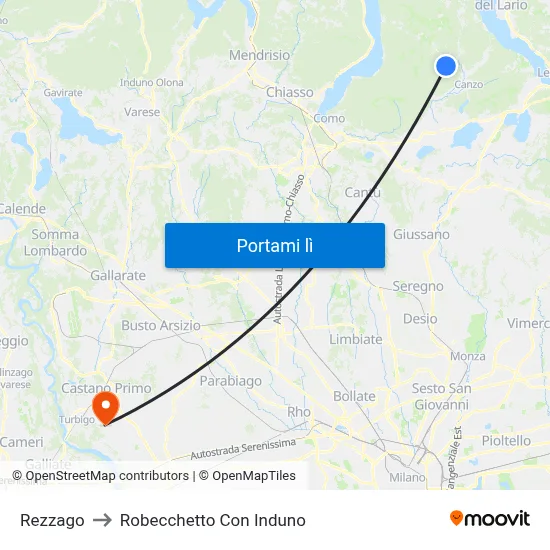 Rezzago to Robecchetto Con Induno map