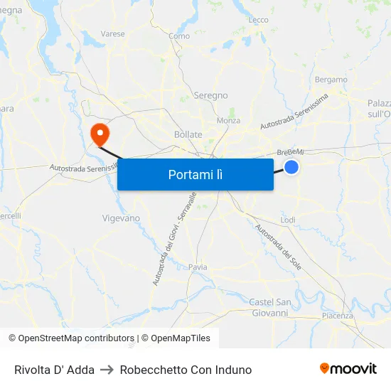 Rivolta D' Adda to Robecchetto Con Induno map
