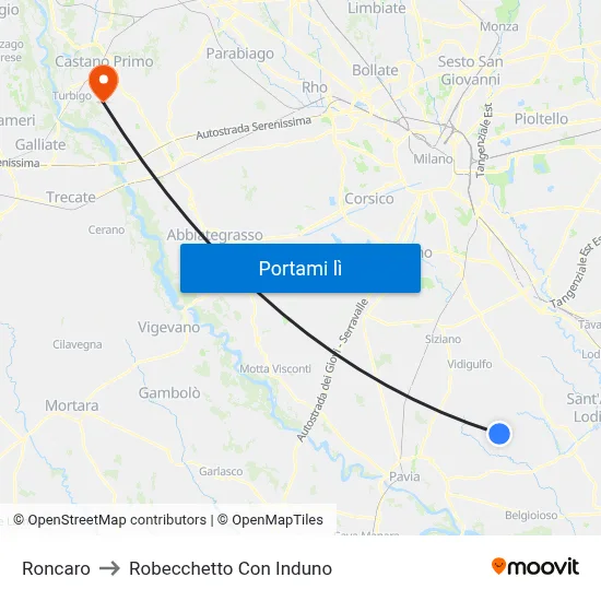 Roncaro to Robecchetto Con Induno map