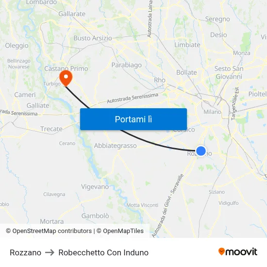 Rozzano to Robecchetto Con Induno map