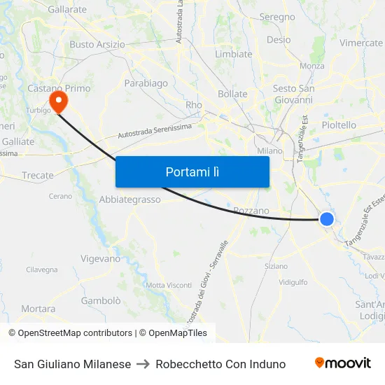 San Giuliano Milanese to Robecchetto Con Induno map
