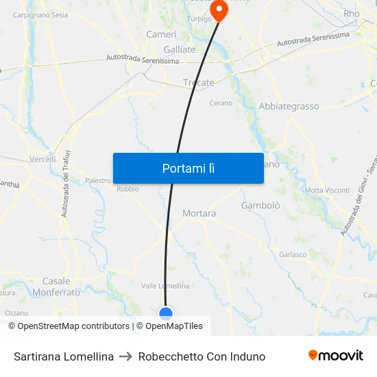 Sartirana Lomellina to Robecchetto Con Induno map