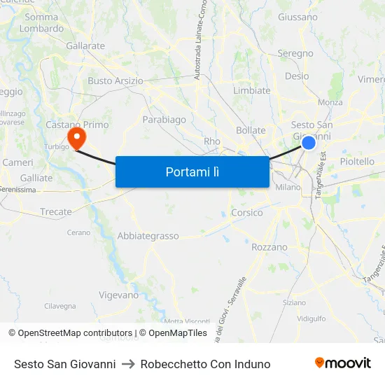 Sesto San Giovanni to Robecchetto Con Induno map