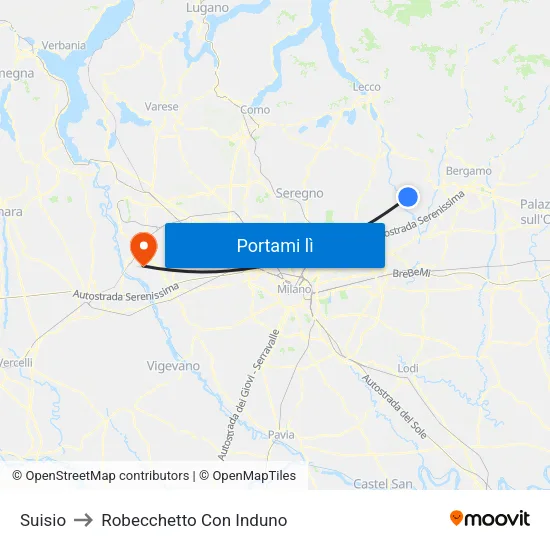 Suisio to Robecchetto Con Induno map