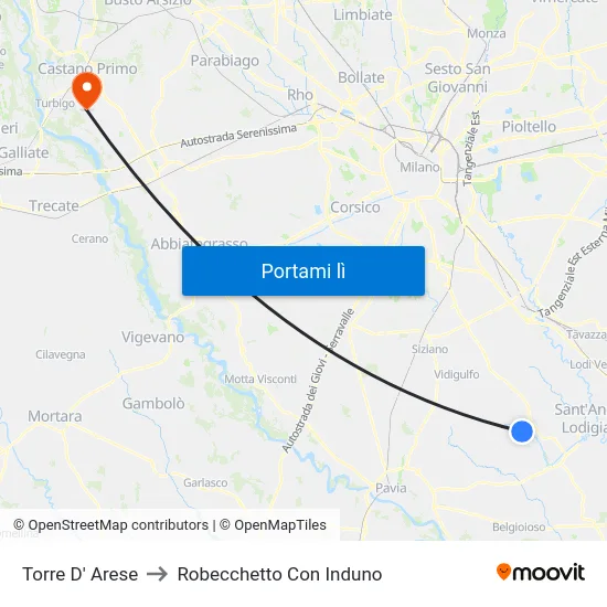 Torre D' Arese to Robecchetto Con Induno map