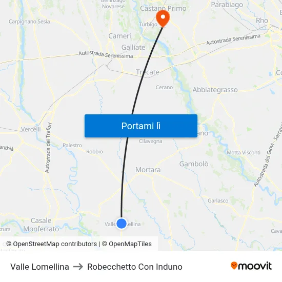 Valle Lomellina to Robecchetto Con Induno map