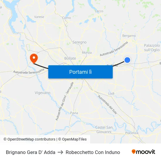 Brignano Gera D' Adda to Robecchetto Con Induno map