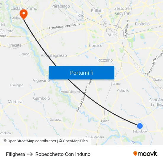 Filighera to Robecchetto Con Induno map
