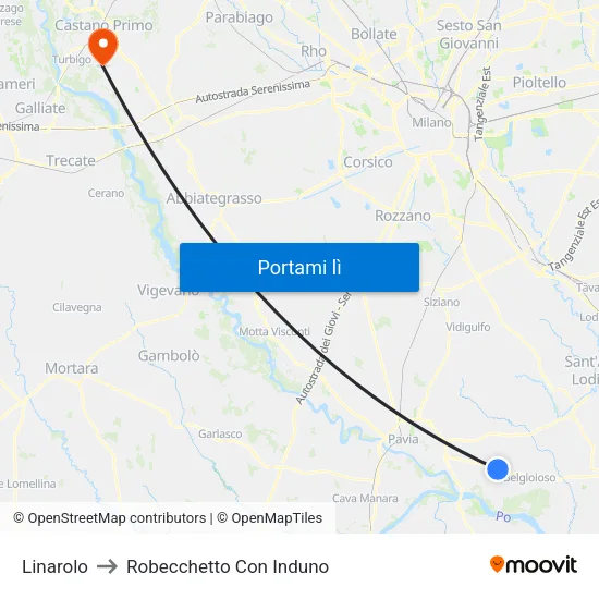 Linarolo to Robecchetto Con Induno map