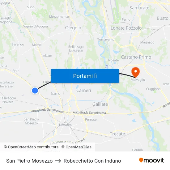 San Pietro Mosezzo to Robecchetto Con Induno map