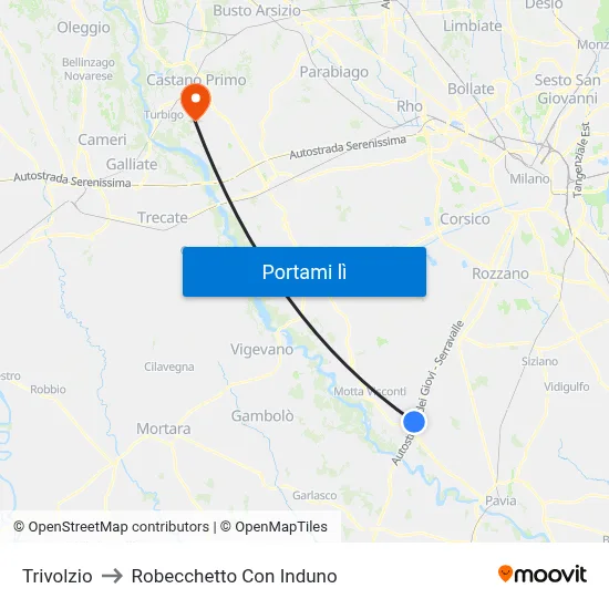 Trivolzio to Robecchetto Con Induno map