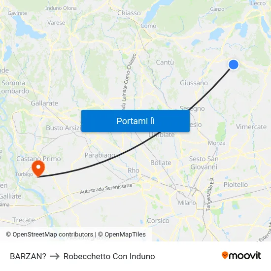 BARZAN? to Robecchetto Con Induno map