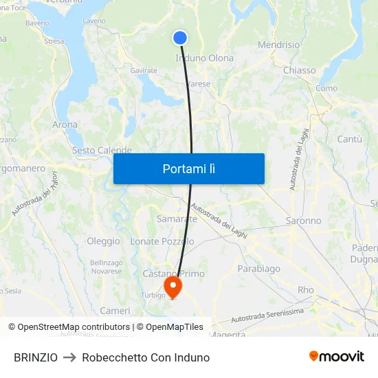 BRINZIO to Robecchetto Con Induno map