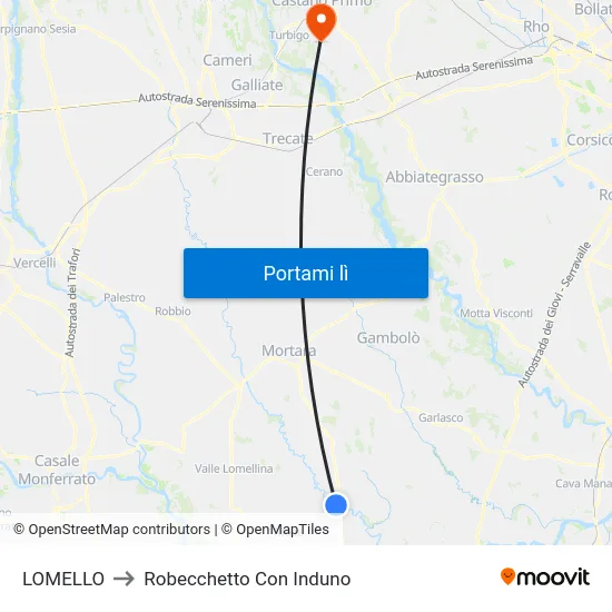LOMELLO to Robecchetto Con Induno map