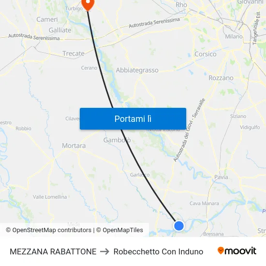 MEZZANA RABATTONE to Robecchetto Con Induno map