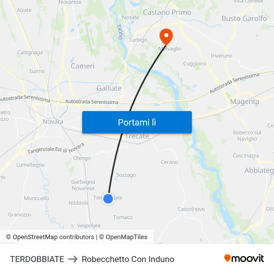 TERDOBBIATE to Robecchetto Con Induno map