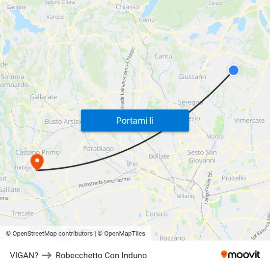 VIGAN? to Robecchetto Con Induno map