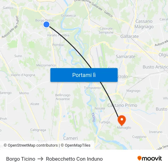 Borgo Ticino to Robecchetto Con Induno map