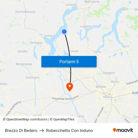 Brezzo Di Bedero to Robecchetto Con Induno map