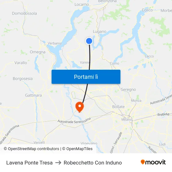 Lavena Ponte Tresa to Robecchetto Con Induno map