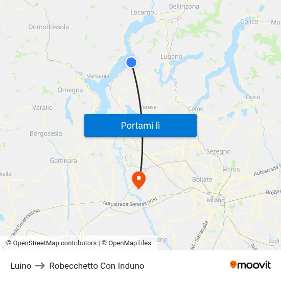 Luino to Robecchetto Con Induno map