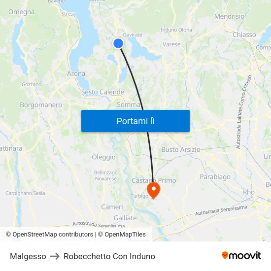 Malgesso to Robecchetto Con Induno map