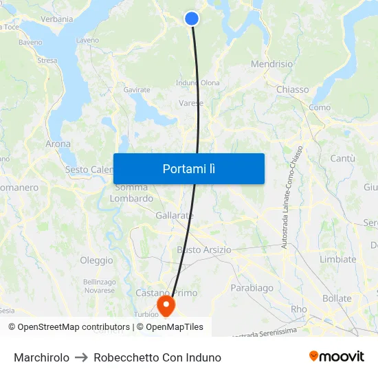 Marchirolo to Robecchetto Con Induno map