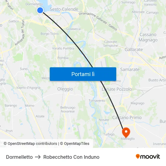 Dormelletto to Robecchetto Con Induno map