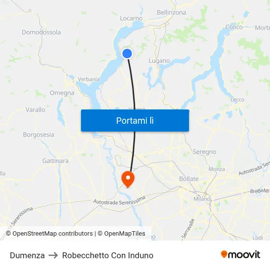 Dumenza to Robecchetto Con Induno map