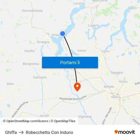 Ghiffa to Robecchetto Con Induno map