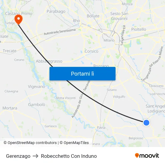 Gerenzago to Robecchetto Con Induno map