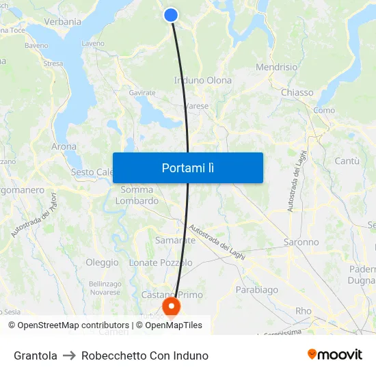 Grantola to Robecchetto Con Induno map