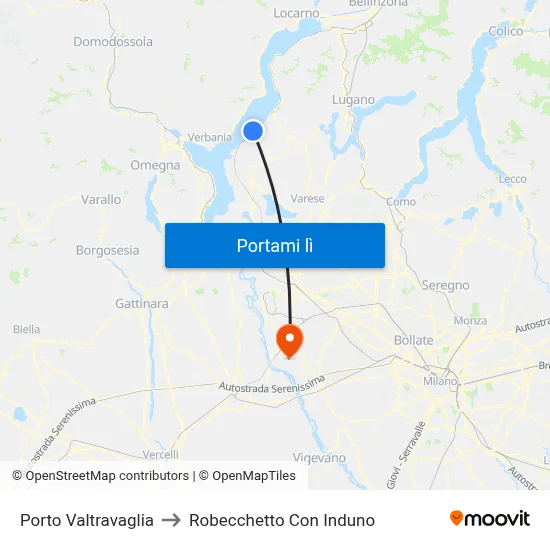 Porto Valtravaglia to Robecchetto Con Induno map