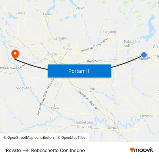 Rovato to Robecchetto Con Induno map
