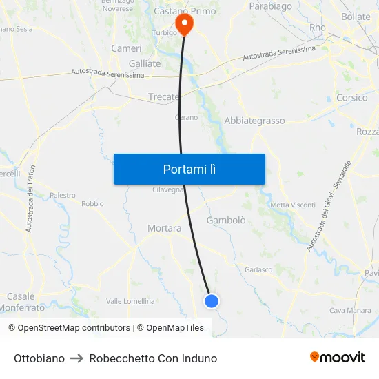 Ottobiano to Robecchetto Con Induno map