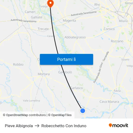 Pieve Albignola to Robecchetto Con Induno map