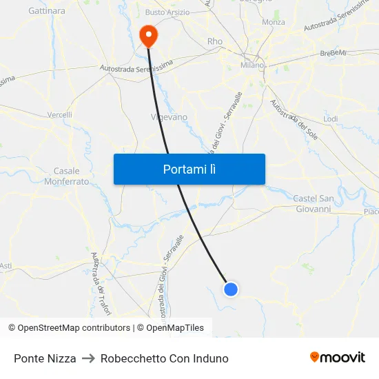 Ponte Nizza to Robecchetto Con Induno map