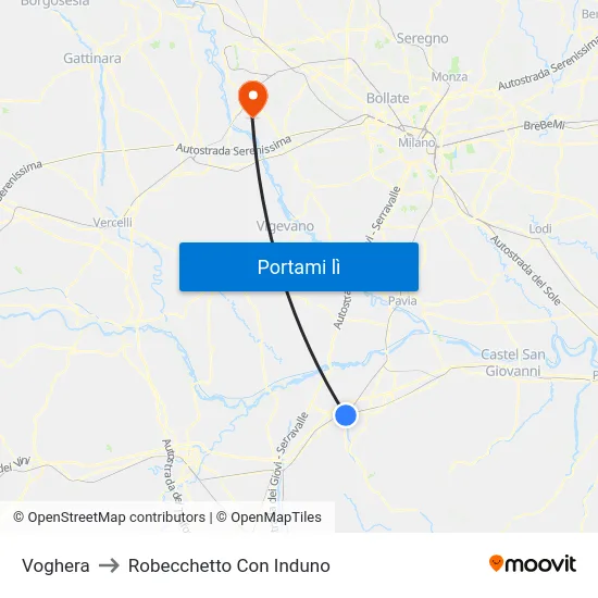 Voghera to Robecchetto Con Induno map