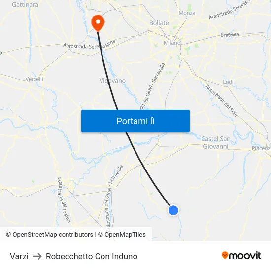 Varzi to Robecchetto Con Induno map