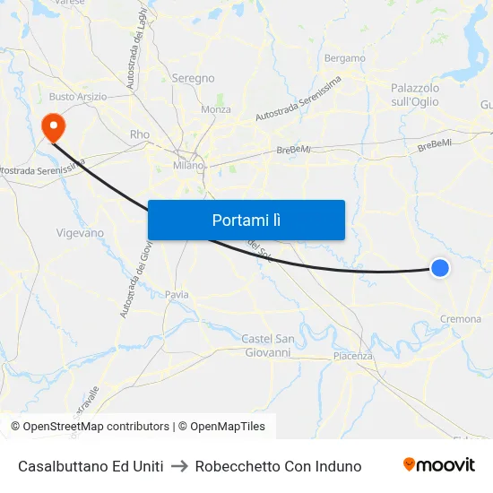 Casalbuttano Ed Uniti to Robecchetto Con Induno map