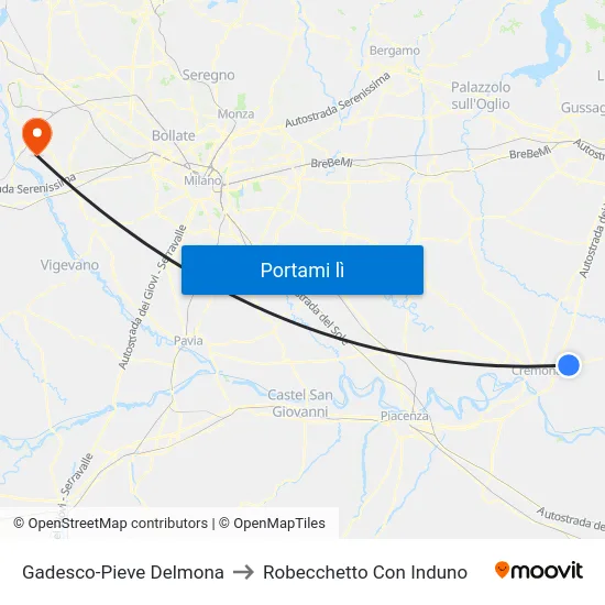 Gadesco-Pieve Delmona to Robecchetto Con Induno map
