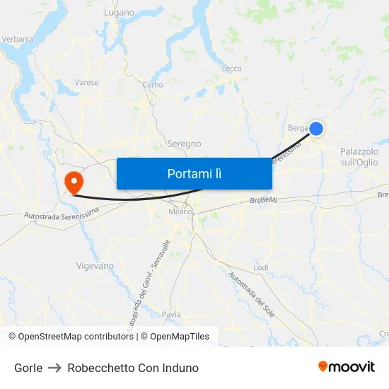 Gorle to Robecchetto Con Induno map