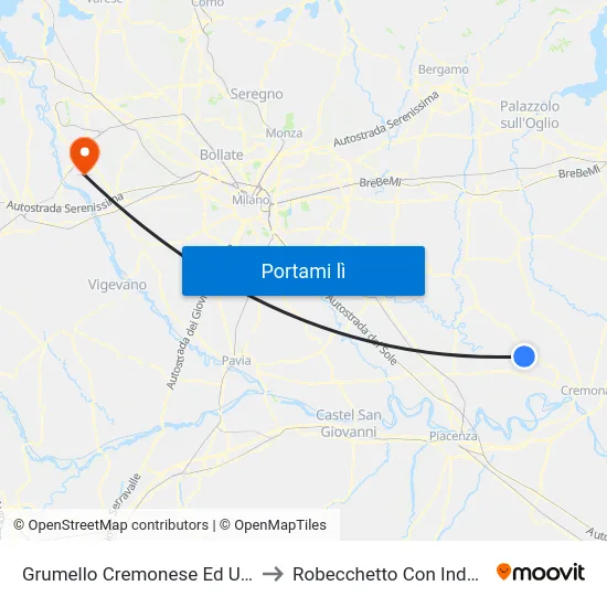 Grumello Cremonese Ed Uniti to Robecchetto Con Induno map