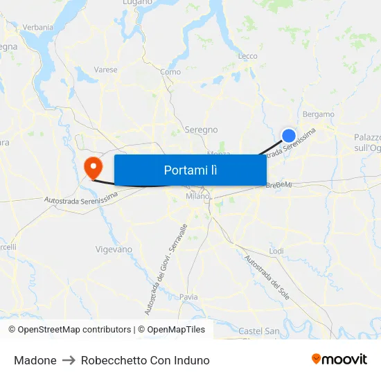 Madone to Robecchetto Con Induno map